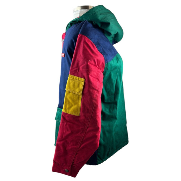 Teddy Fresh Fireman Style Toggle Clasp Chore Jacket Colorblock Oversized Medium - Picture 12 of 16